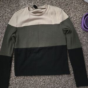 SHEIN Ribbed Knit Top in Tan